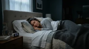 A peaceful sleeping scene enabled by a queen heated mattress pad for cold sleepers safe for all night use.